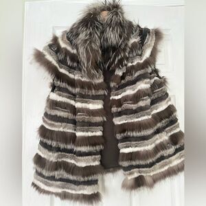 TORY BURCH Rabbit/Fox fur vest.